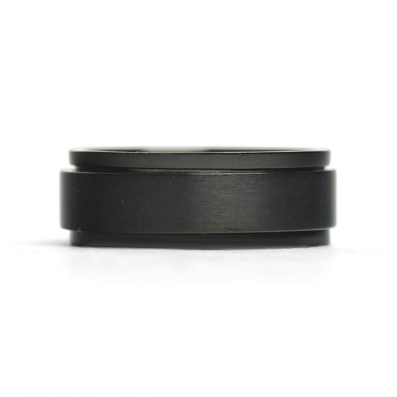 Black Enamel Stainless Steel Spinner Ring | Size 7 | Anxiety Relief Fidget Ring - Picture 1 of 6